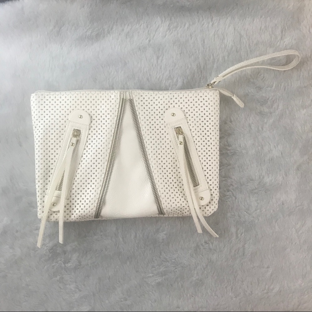 White zipper clutch